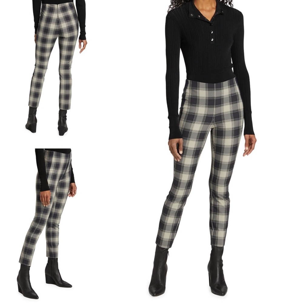 NWT Rag & Bone $325 Simone Black Gray Plaid Check Skinny Leg Ankle Pants, size 0